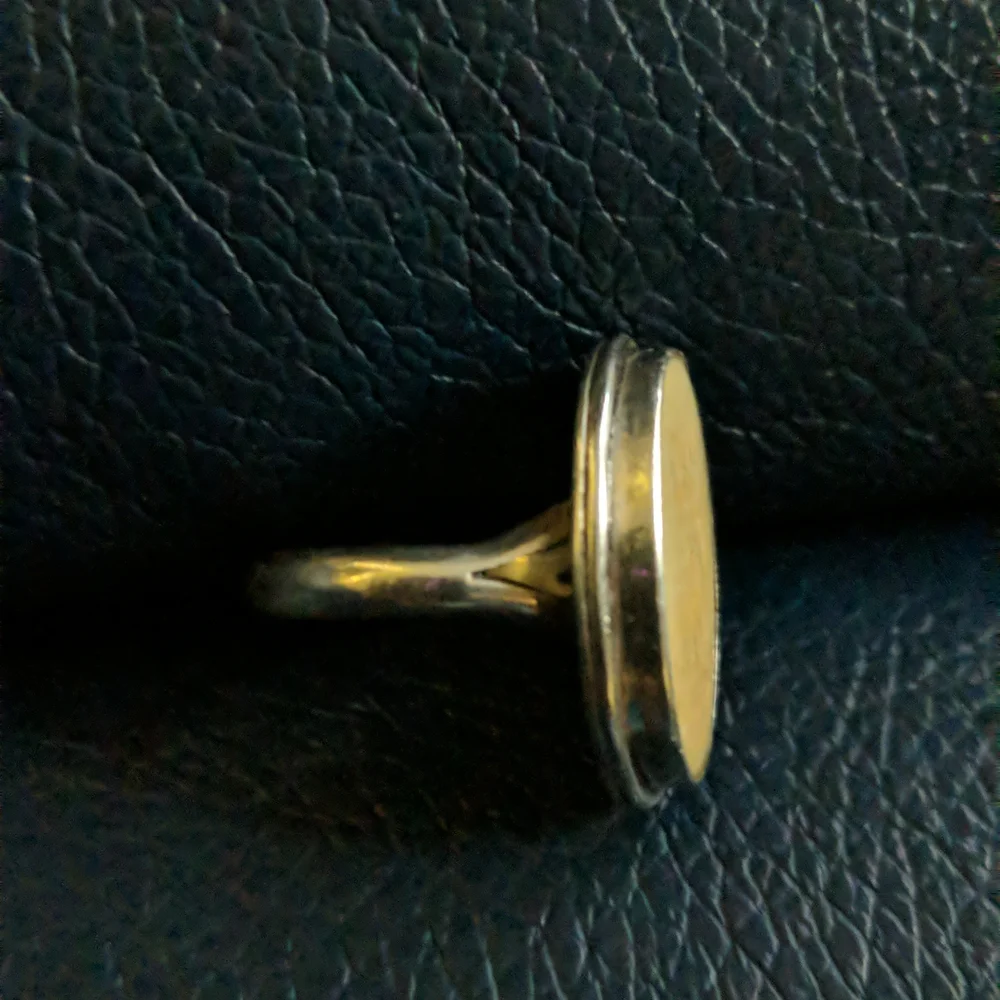 Antique ivory scrimshaw sterling silver ring with dog - Picture 2 of 5
